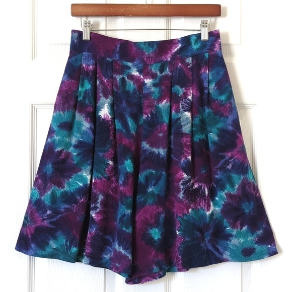 Michael Taylor Pants - Michael Taylor 80's Vintage Tie Dyed High Waist Pleated Wide Leg Soft Shorts S